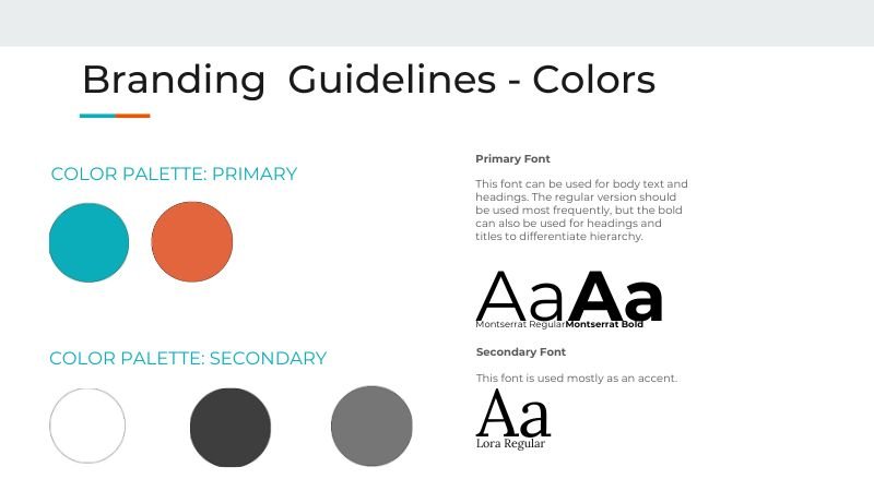brand-guidelines A presentation slide with brand colors and fonts